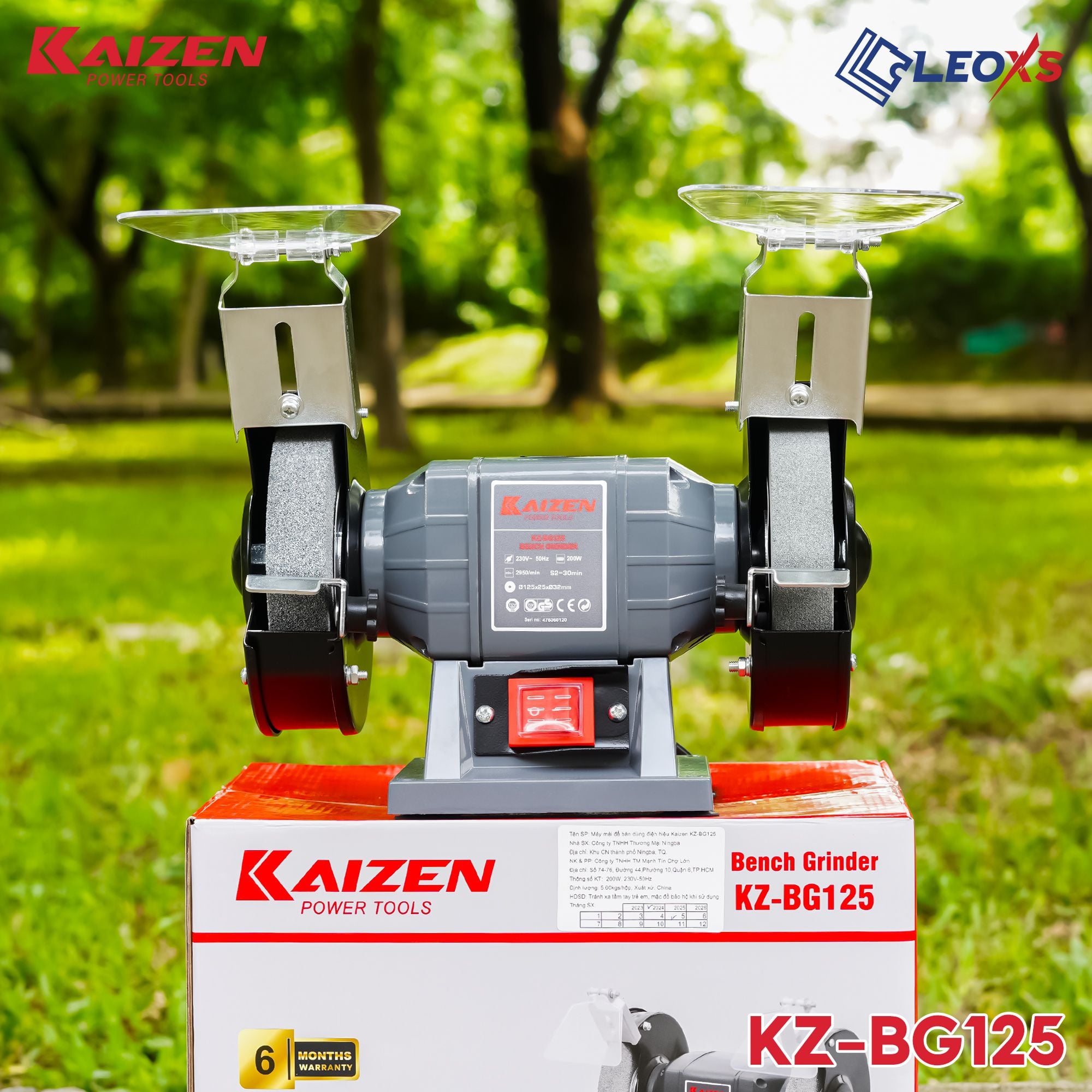 Máy Mài 2 Đá KAIZEN KZ-BG125 125mm 220V – Tốc Độ Chậm Chống Rung, Độ Chính Xác Cao
