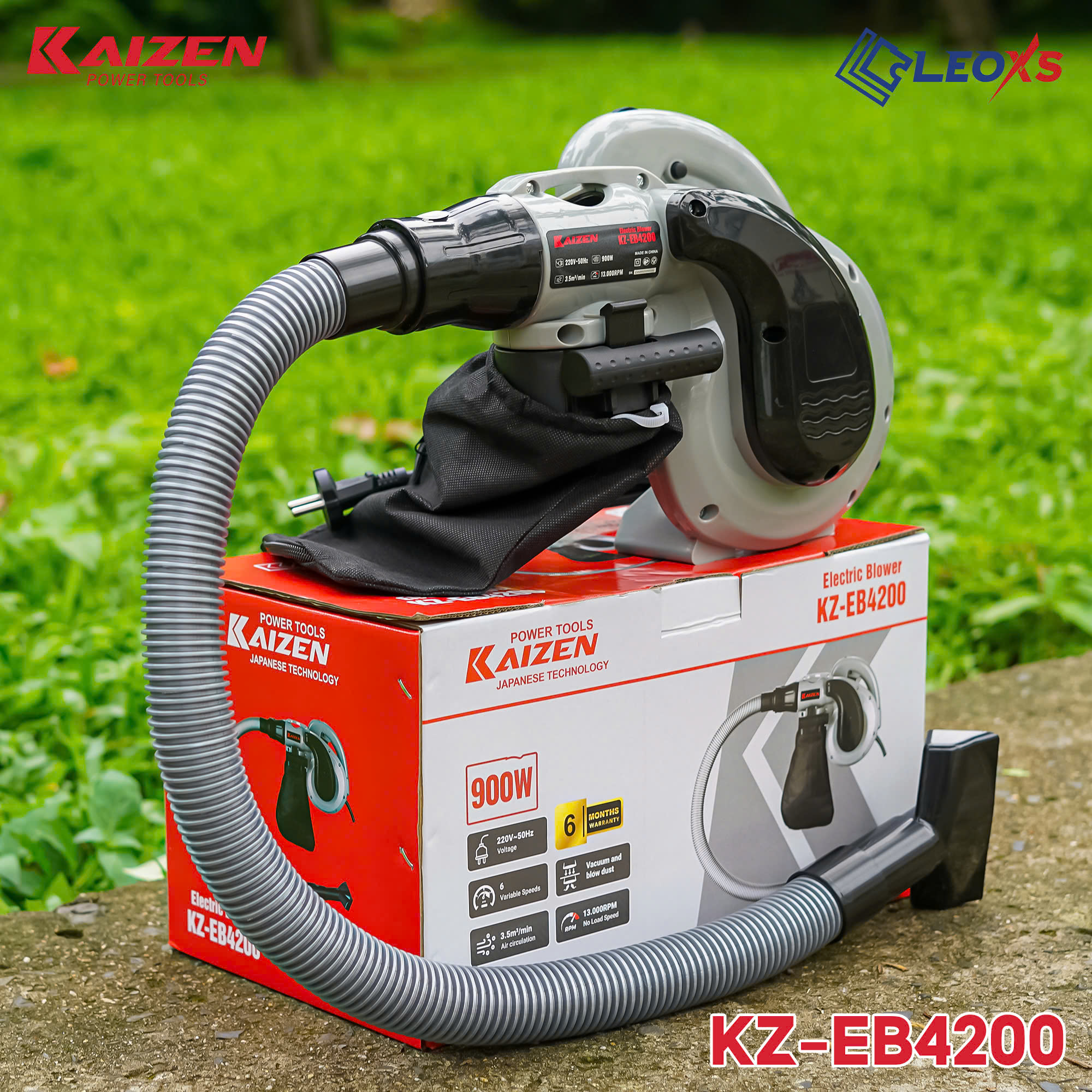 Máy Thổi Bụi Hút Bụi 2 Chiều KAIZEN KZ-EB4200 900W 220V Thổi Lá Vệ Sinh Ô Tô Máy Tính Tốc Độ 13000V/P
