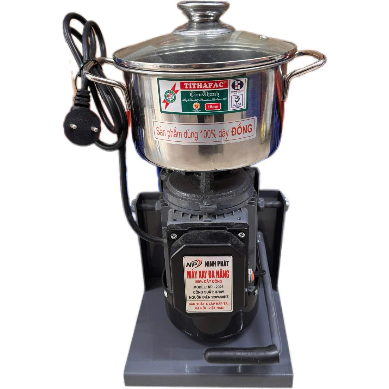 Điện Máy Minh Thành HD - Máy Xay Thịt Gia Đình 370w - 220v Lõi Đồng 100% Khung Thép Nồi 16cm Dao 2 Cánh Inox Tặng Thanh Ruốc Thương Hiệu NINH PHÁT Bảo Hành 12 Tháng