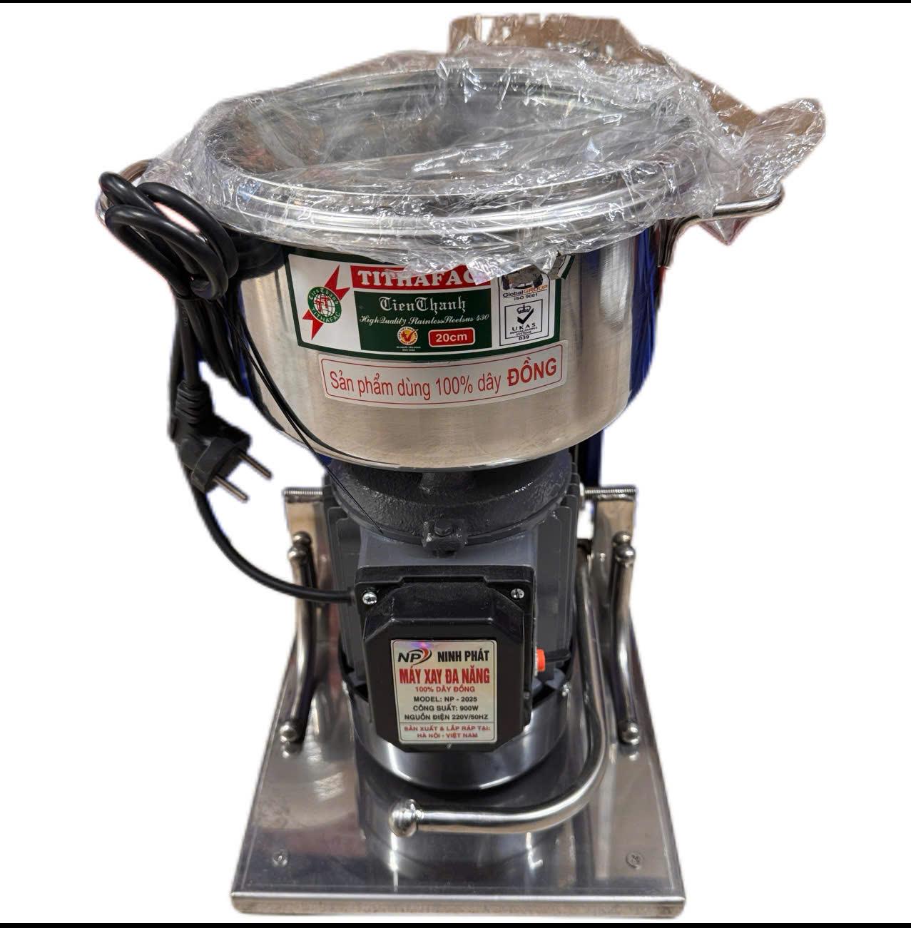 Điện Máy Minh Thành HD - Máy Xay Thịt Công Nghiệp 900w - 220v Lõi Đồng 100% Khung Inox Tôn Nồi 20cm Dao 2 Cánh Inox Tặng Thanh Ruốc Bảo Thương Hiệu NINH PHÁT Bảo Hành 12 Tháng