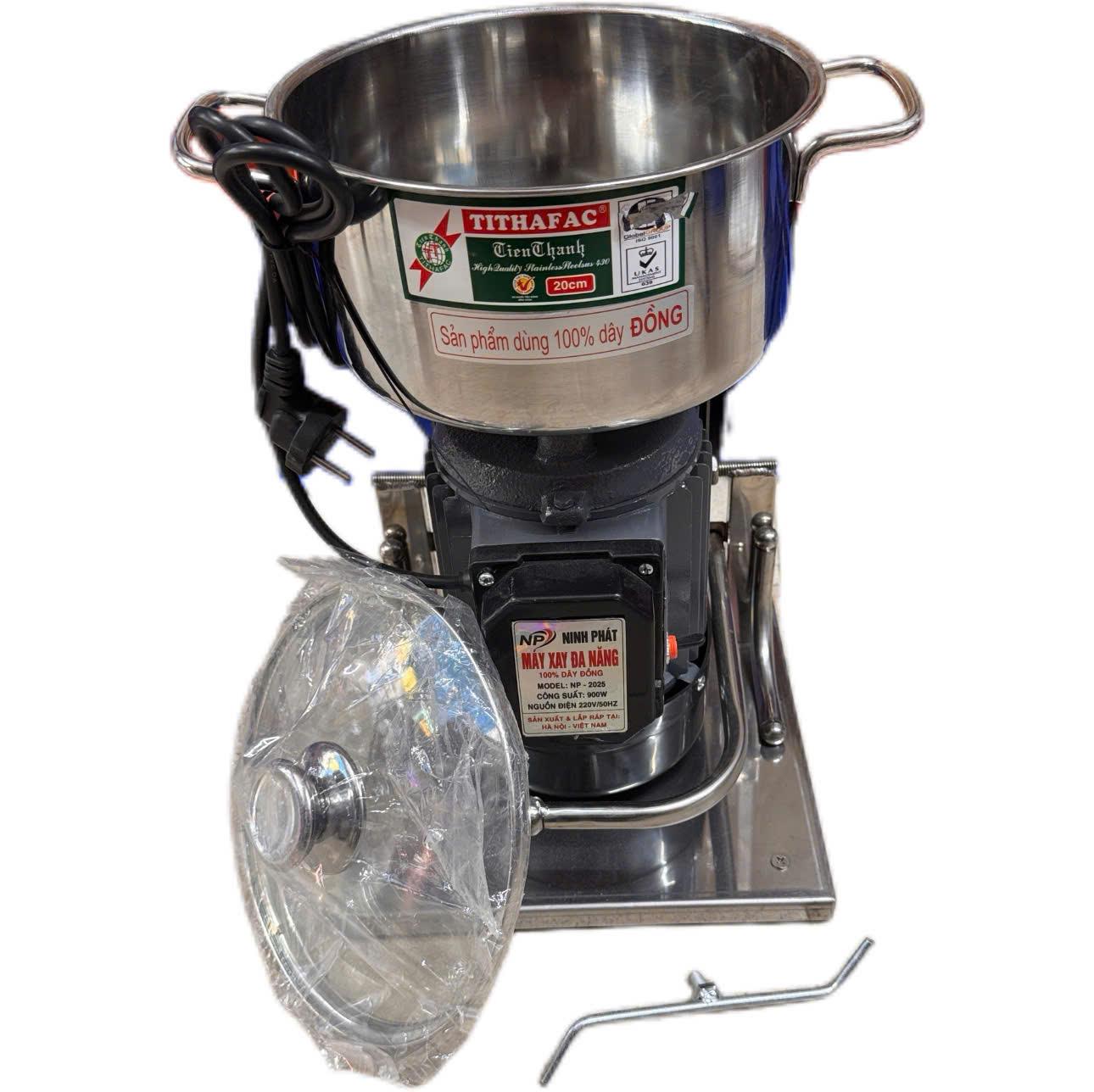 Điện Máy Minh Thành HD - Máy Xay Thịt Công Nghiệp 900w - 220v Lõi Đồng 100% Khung Inox Tôn Nồi 20cm Dao 2 Cánh Inox Tặng Thanh Ruốc Bảo Thương Hiệu NINH PHÁT Bảo Hành 12 Tháng