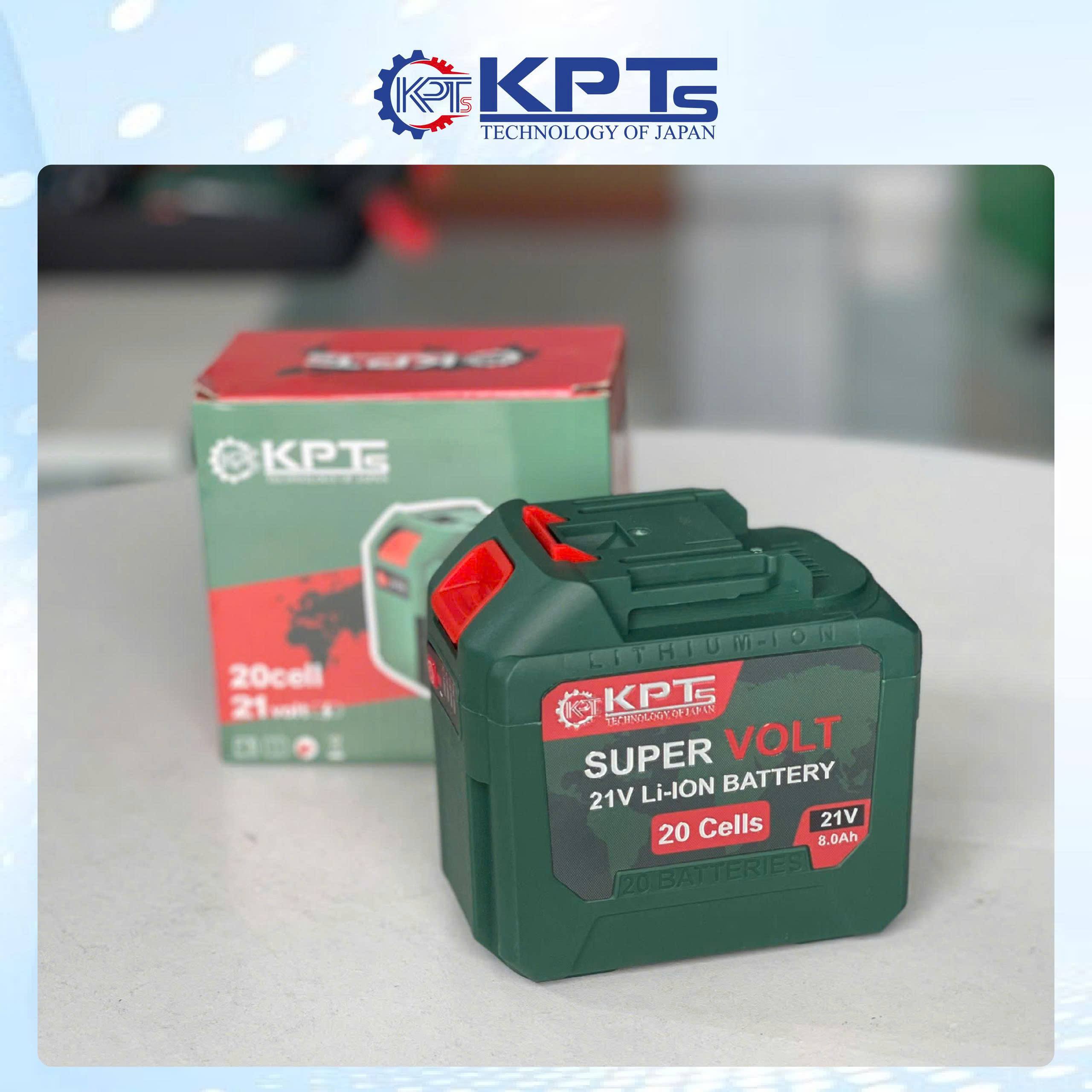 Pin 21V KPT PIN-20C 8.0Ah Chân Pin M21 Phổ Thông Lithium-ion Dùng Cho Máy Khoan Máy Mài Máy Siết Bulông