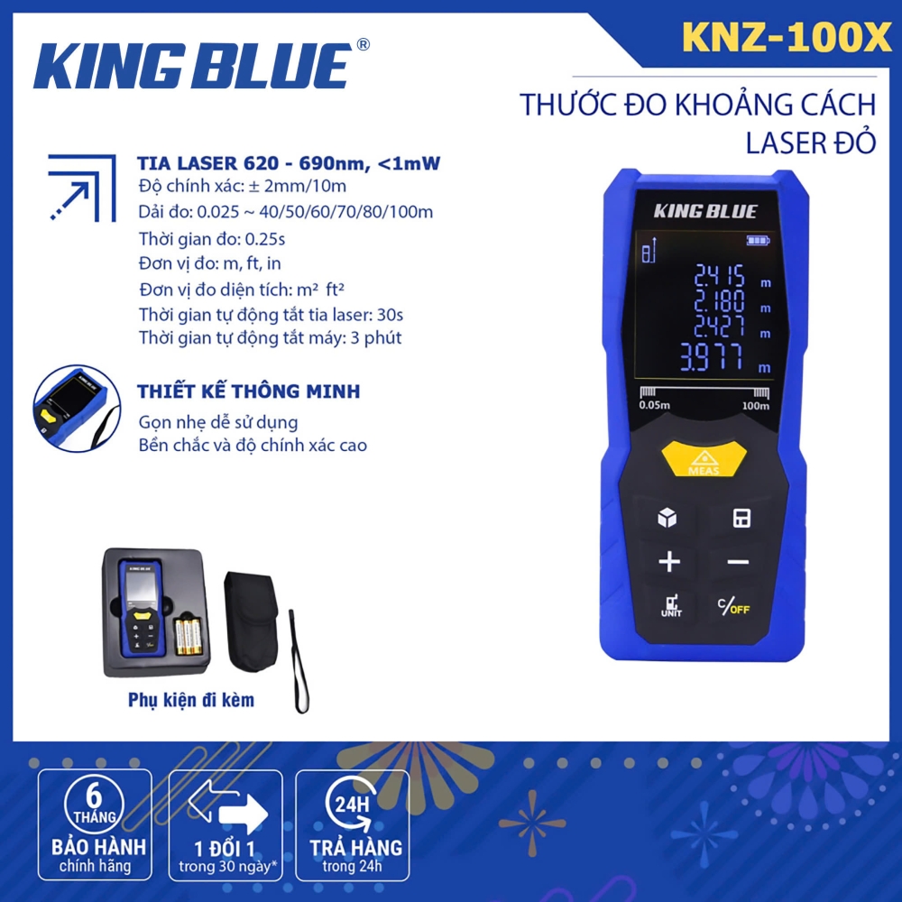 MÁY ĐO KHOẢNG CÁCH LASER TIA ĐỎ KING BLUE KNZ-100X