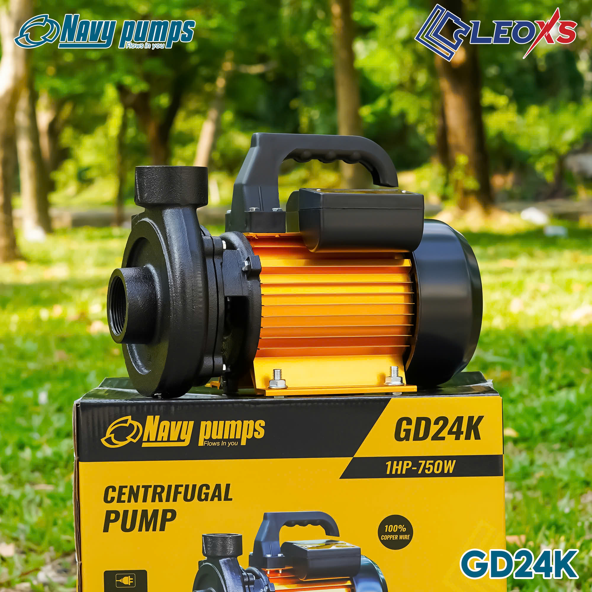 MÁY BƠM 750W DÂN DỤNG TƯỚI TIÊU THÂN VÀNG GOLD NAVY GD24K