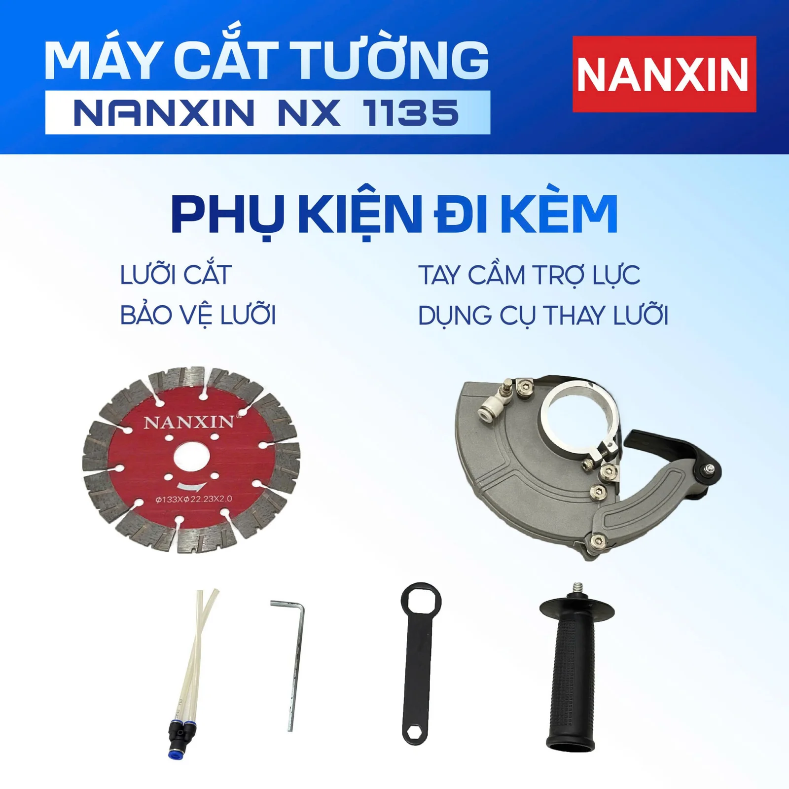 Máy Cắt Rãnh Tường NANXIN NX-1135 1 Lưỡi 1600W Lưỡi 133MM 8500R/MIN Chuyên Cắt Tường Điện Nước