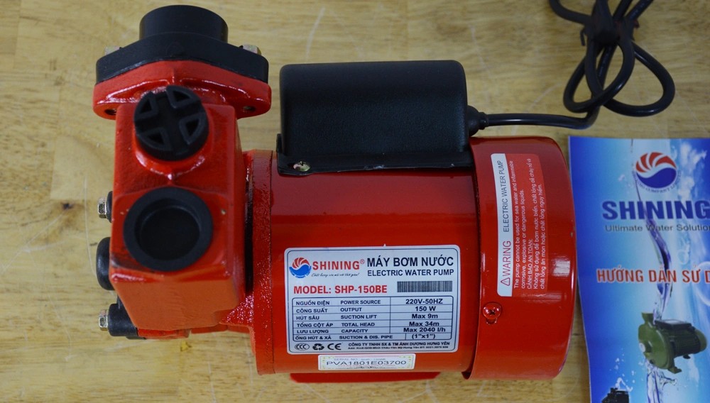 MÁY BƠM CHÂN KHÔNG ĐẨY CAO SHINING SHP-150BE 150W SỬ DỤNG BƠM NƯỚC LÊN CAO VÀ CẤP NƯỚC SINH HOẠT