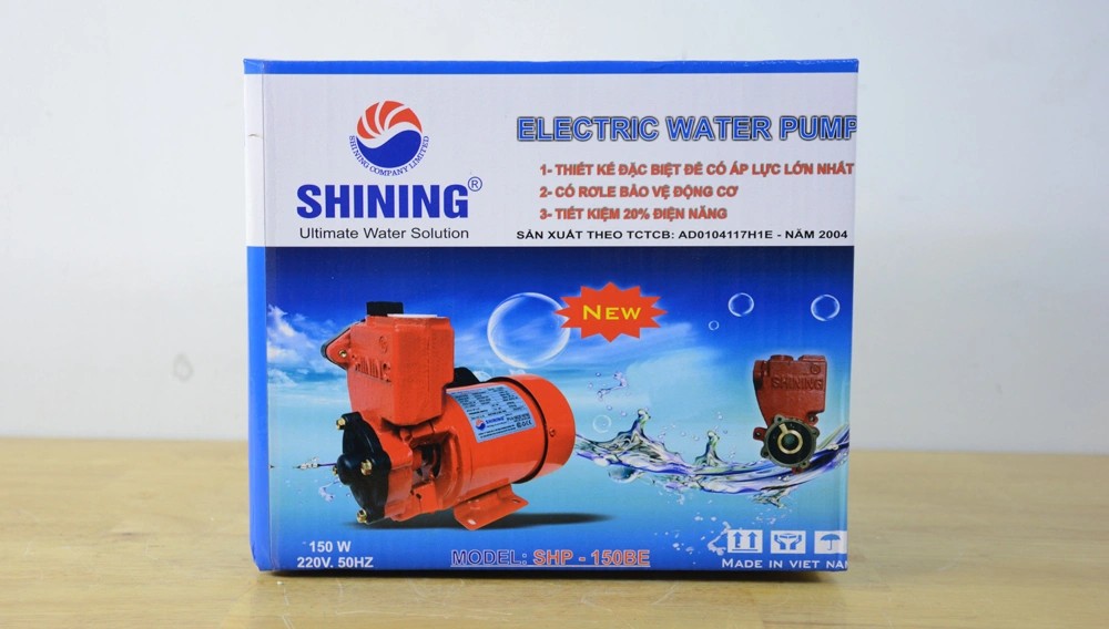 MÁY BƠM CHÂN KHÔNG ĐẨY CAO SHINING SHP-150BE 150W SỬ DỤNG BƠM NƯỚC LÊN CAO VÀ CẤP NƯỚC SINH HOẠT