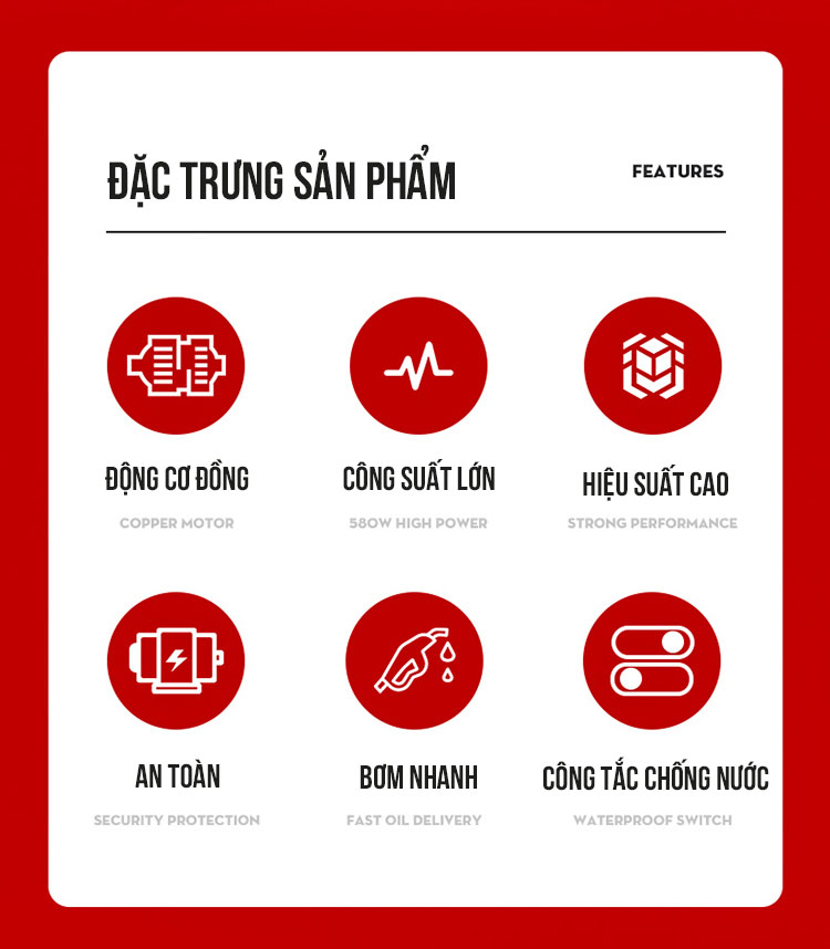 MÁY BƠM DẦU 175W 12V HÚT SÂU 8M CỘT ÁP 15M HÚT XẢ 25/25  LƯU LƯỢNG 55 L/MIN CÁNH ĐỒNG