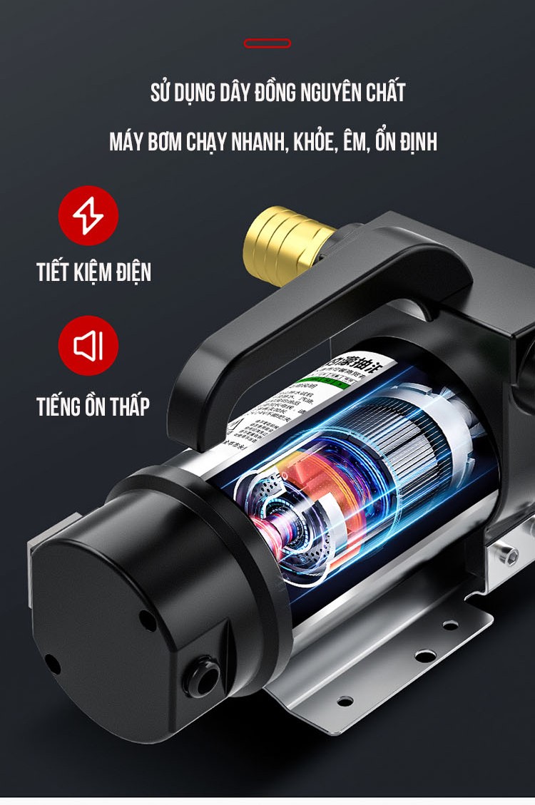 MÁY BƠM DẦU 175W 12V HÚT SÂU 8M CỘT ÁP 15M HÚT XẢ 25/25  LƯU LƯỢNG 55 L/MIN CÁNH ĐỒNG