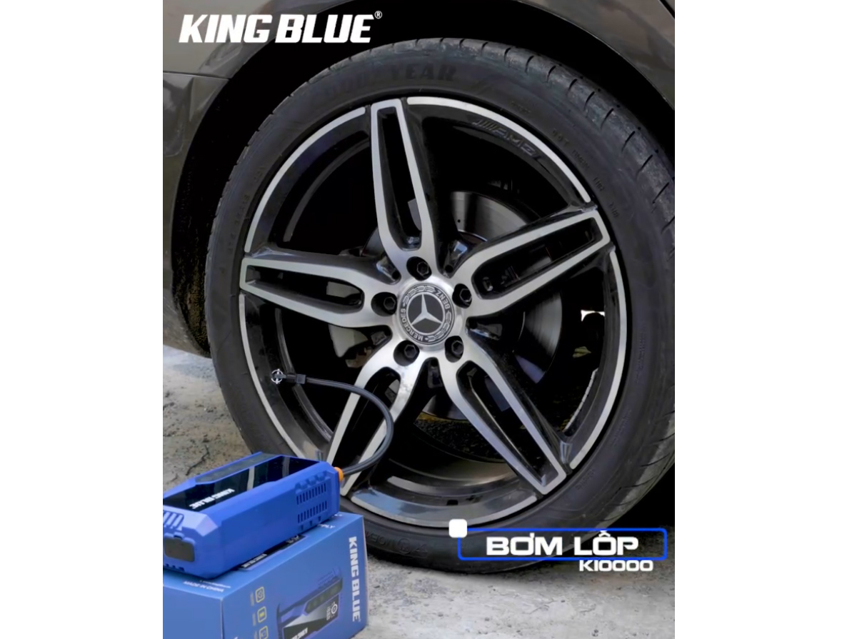 Máy Bơm Lốp Ô Tô Xe Máy Kiêm Kích Bình 4IN1 KING BLUE K10000 PIN 10000MAH Bơm 150PSI Sạc Dự Phòng