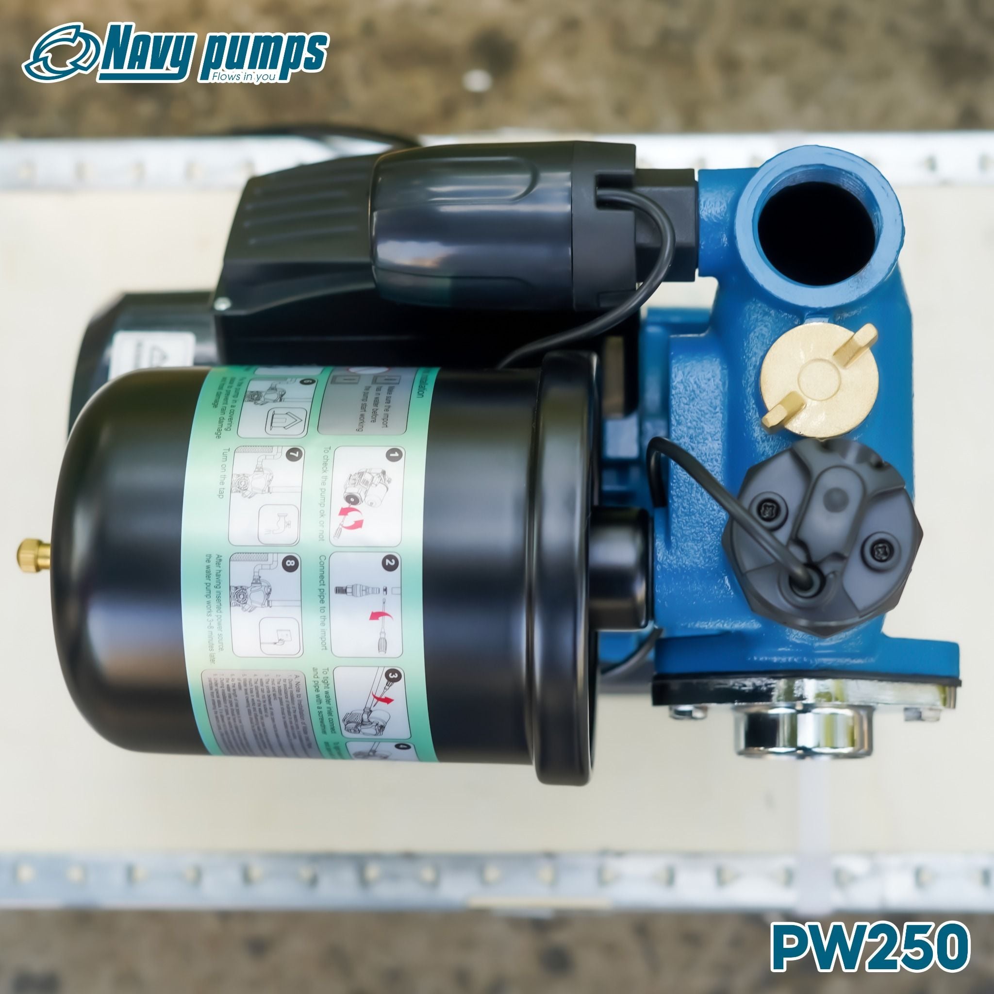 Máy Bơm Tăng Áp NAVY PW250 Tự Động Bơm Nước Nóng Chống Cháy Khan Có Rơ Le Nhiệt Chống Cạn Tăng Áp Cho Nhiều Thiết Bị