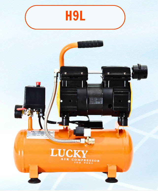 MÁY NÉN KHÍ SẠCH 9L MÁY NÉN KHÍ KHÔNG DẦU LUCKY H9L 3/4HP 9L ISO 9001