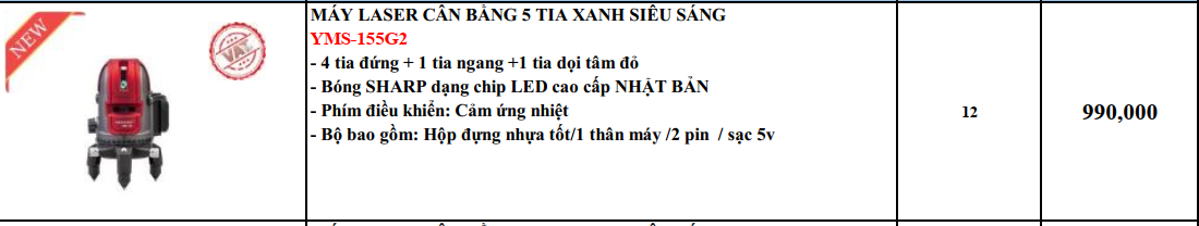 MÁY CÂN BẰNG LASER 5 TIA XANH YAMASU YSM-155 SIÊU SÁNG