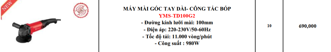 MÁY MÀI CẦM TAY CÔNG TẮC BÓP YAMASU YMS-100TD
