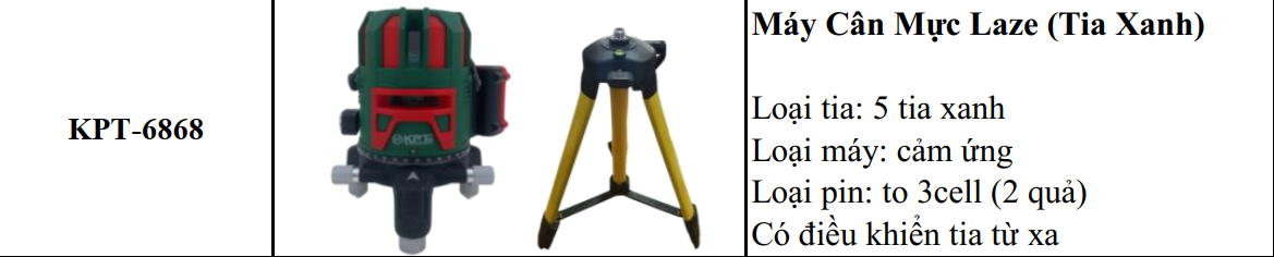 MÁY CÂN MỰC LASER KPTs KPT-6868 5 TIA SIÊU SÁNG BƯỚC SÓNG 532NM QUAY 360 ĐỘ CÓ REMOTE CHÍNH XÁC BỀN BỈ DỄ SỬ DỤNG DÀNH CHO THỢ CHUYÊN