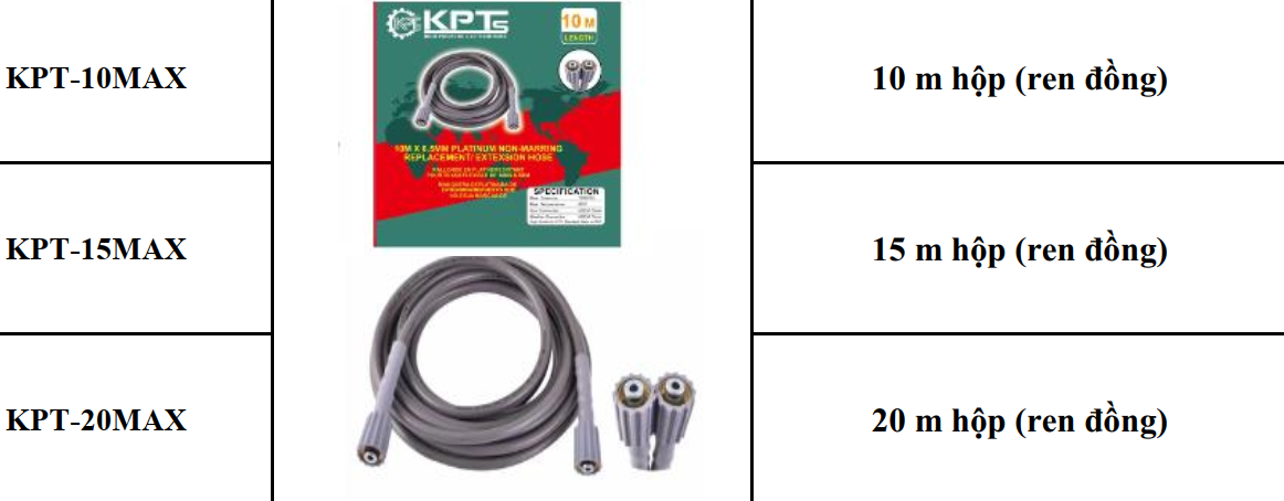 DÂY RỬA XE KPTs KPT-20MAX CAO ÁP REN ĐỒNG 22CM HÀNG CAO CẤP 20M