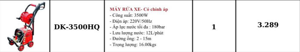 MÁY XỊT RỬA XE CAO ÁP CÓ CHỈNH ÁP CÓ ÁT CHỐNG GIẬT DDEKO DK-3500HQ 3500W