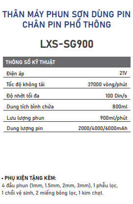 MÁY PHUN SƠN MINI DÙNG PIN CẦM TAY LEOxs LXS-SG900 MÔ TƠ KHÔNG CHỔI THAN CHÂN PIN PHỔ THÔNG