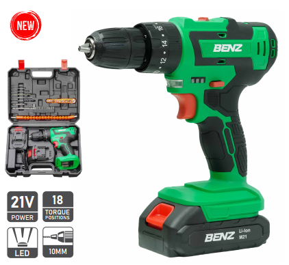 Máy Khoan Pin 21V Benz K600 3 Chức Năng Khoan Búa Bắt Vít 2 Pin 5 Cell Khoan Tường Sắt Gỗ