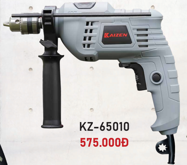 Máy Khoan Điện 3 chức năng KAIZEN KZ-65010 Máy Khoan Tường Bắt Vít Khoan Bê Tông 650W Đầu 10mm Điều Tốc 6 Cấp Đảo Chiều 2800rpm
