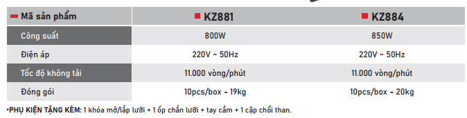 Máy Mài Góc KAIZEN KZ881 800W 100mm Công Tắc Đuôi 11000rpm