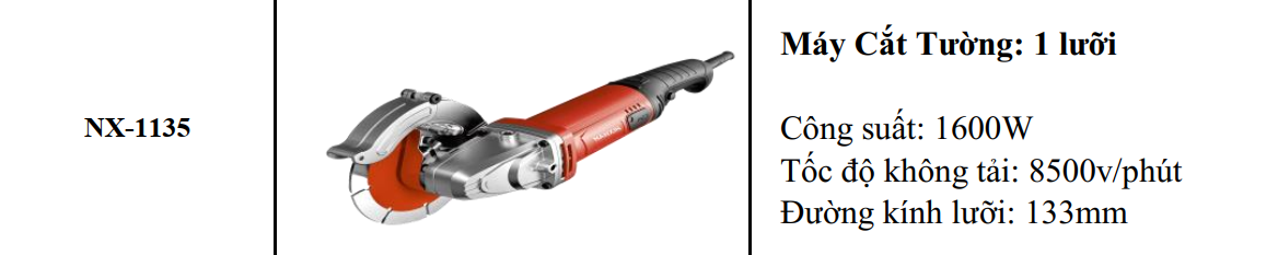Máy Cắt Rãnh Tường NANXIN NX-1135 1 Lưỡi 1600W Lưỡi 133MM 8500R/MIN Chuyên Cắt Tường Điện Nước