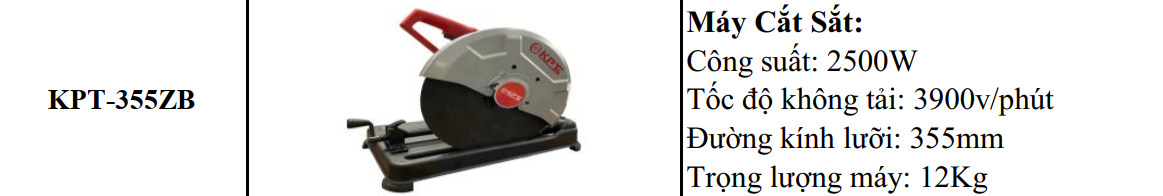 Máy Cắt Sắt KPTs KPT-355ZB 355mm 2500W Chính Hãng, Tốc Độ 3900 V/P Cắt Khỏe Ít Rung