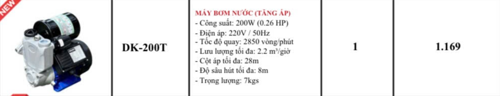 MÁY BƠM TĂNG ÁP TỰ ĐỘNG 300W DDEKO DK-300T BƠM ĐƯỢC NƯỚC NÓNG TĂNG ÁP VÒI TỔNG THIẾT BỊ GIA ĐÌNH