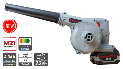 Máy Hút Thổi Bụi Pin Kaizen KZ-CB60 Chân Pin Phổ Thông Kèm 2 Pin 4.0Ah + Sạc Máy Thổi Lá Thổi Bụi Vệ Sinh Sân Nhà