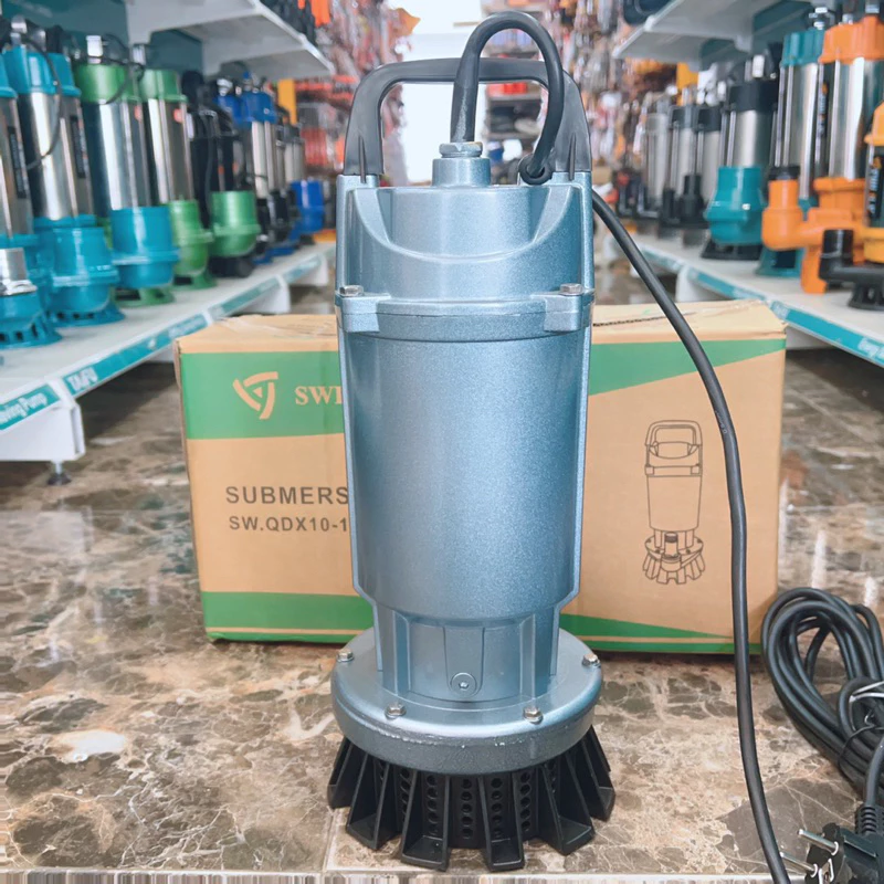 MÁY BƠM CHÌM 750W BƠM THẢ TÕM NƯỚC SẠCH SWIRLS SW.QDX10-16-0.75 ỐNG XẢ 50 LƯU LƯỢNG 167 L/PHÚT MAX 16M BƠM NƯỚC GIẾNG AO HỒ DÂN DỤNG GIA ĐÌNH