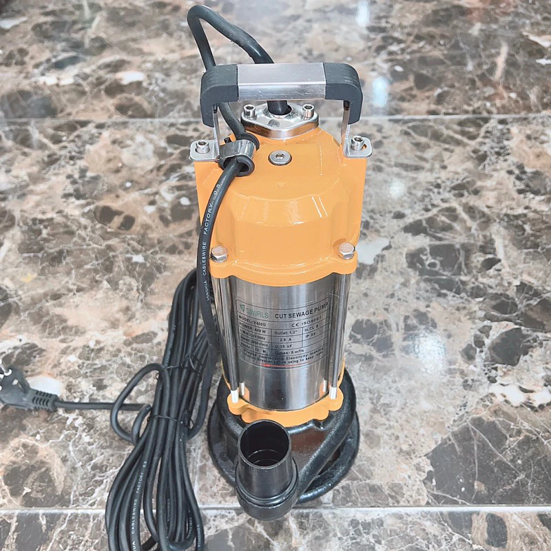 MÁY BƠM CHÌM NƯỚC THẢI CÓ CÁNH CẮT RÁC 400W THÂN INOX 304 SWIRLS V400D