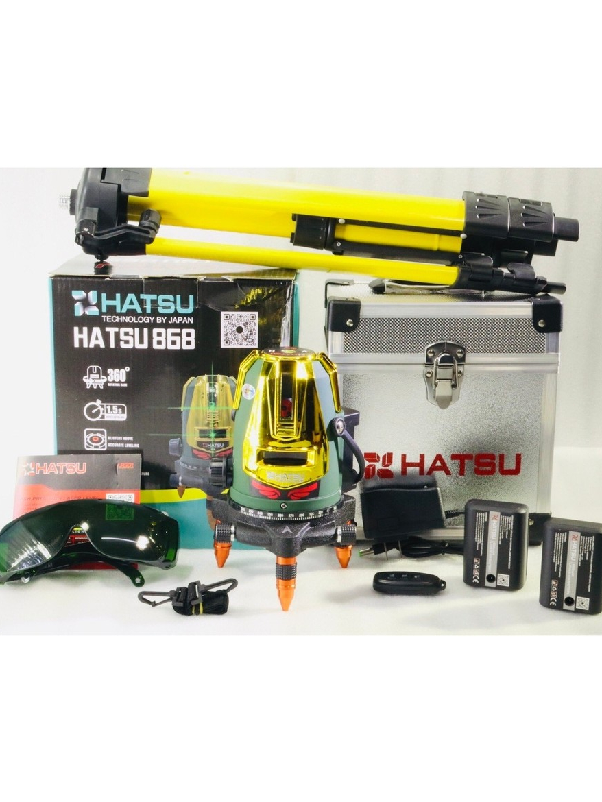 MÁY CÂN BẰNG LASER 5 TIA XANH HATSU HS -868 CÓ ĐIỀU KHIỂN TIA KÈM CHÂN