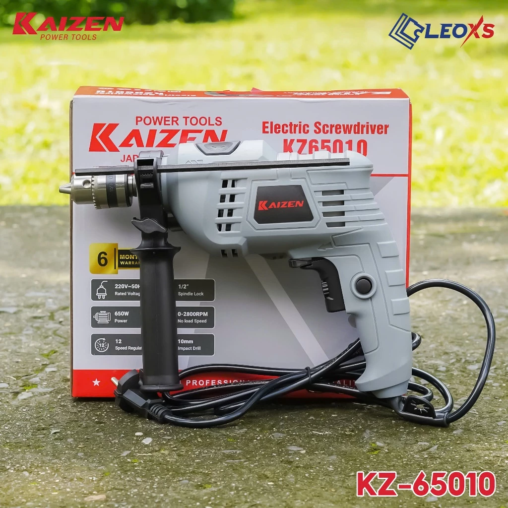 Máy Khoan Điện 3 chức năng KAIZEN KZ-65010 Máy Khoan Tường Bắt Vít Khoan Bê Tông 650W Đầu 10mm Điều Tốc 6 Cấp Đảo Chiều 2800rpm