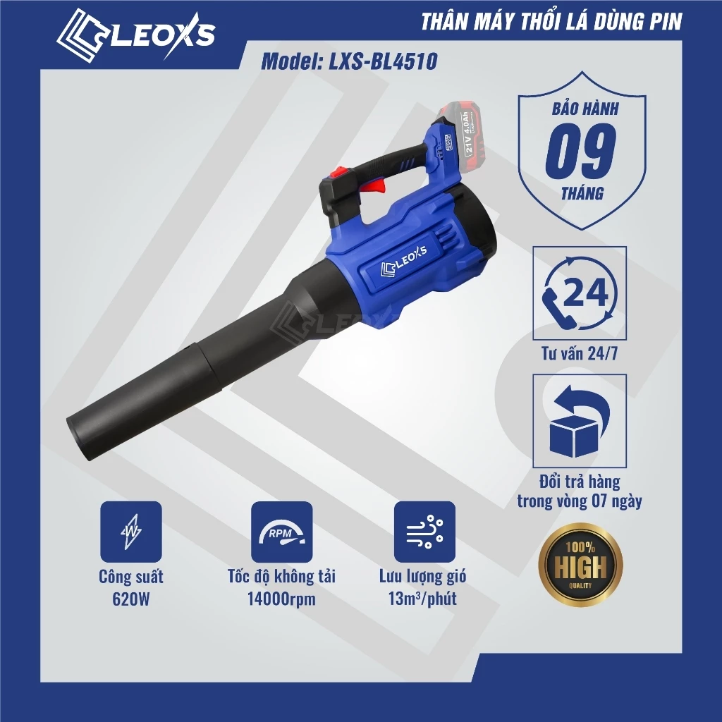 Thân Máy Thổi Lá Pin 21V LEOxs LXS-BL4510 Brushless Chân Pin Phổ Thông