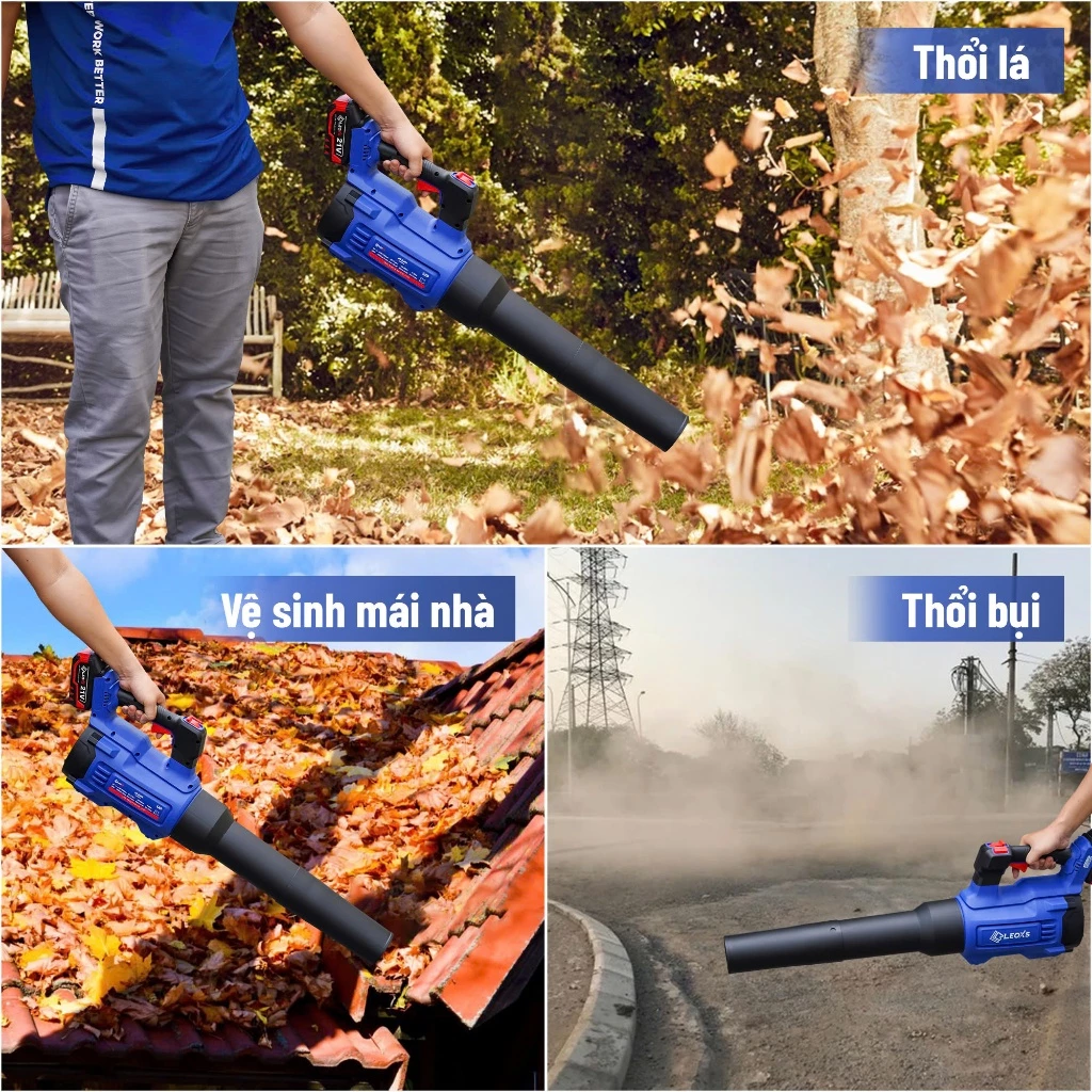 MÁY THỔI LÁ THỔI BỤI DÙNG PIN M21 LEOxs LXS-BL4510 MÔ TƠ KHÔNG CHỔI THAN CHÂN PIN PHỔ THÔNG