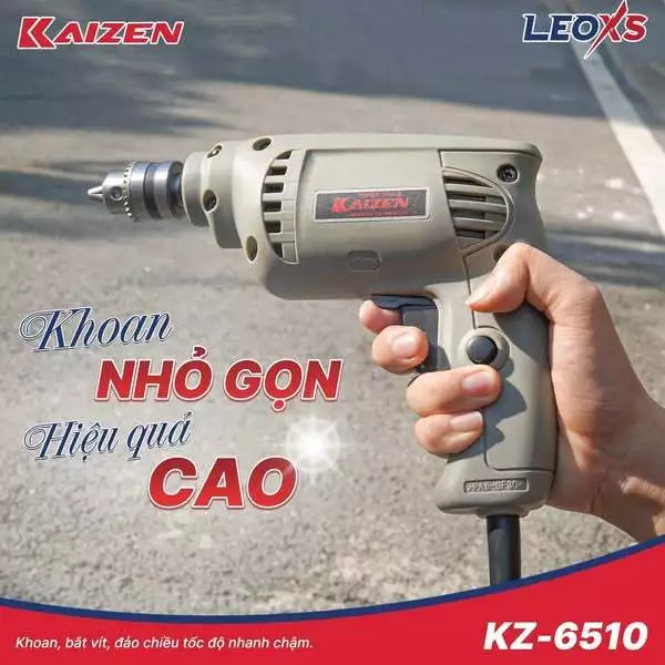 Máy Khoan Cầm Tay KAIZEN KZ-6510 400W Đầu 6.5mm Khoan Sắt Gỗ Bắt Vít