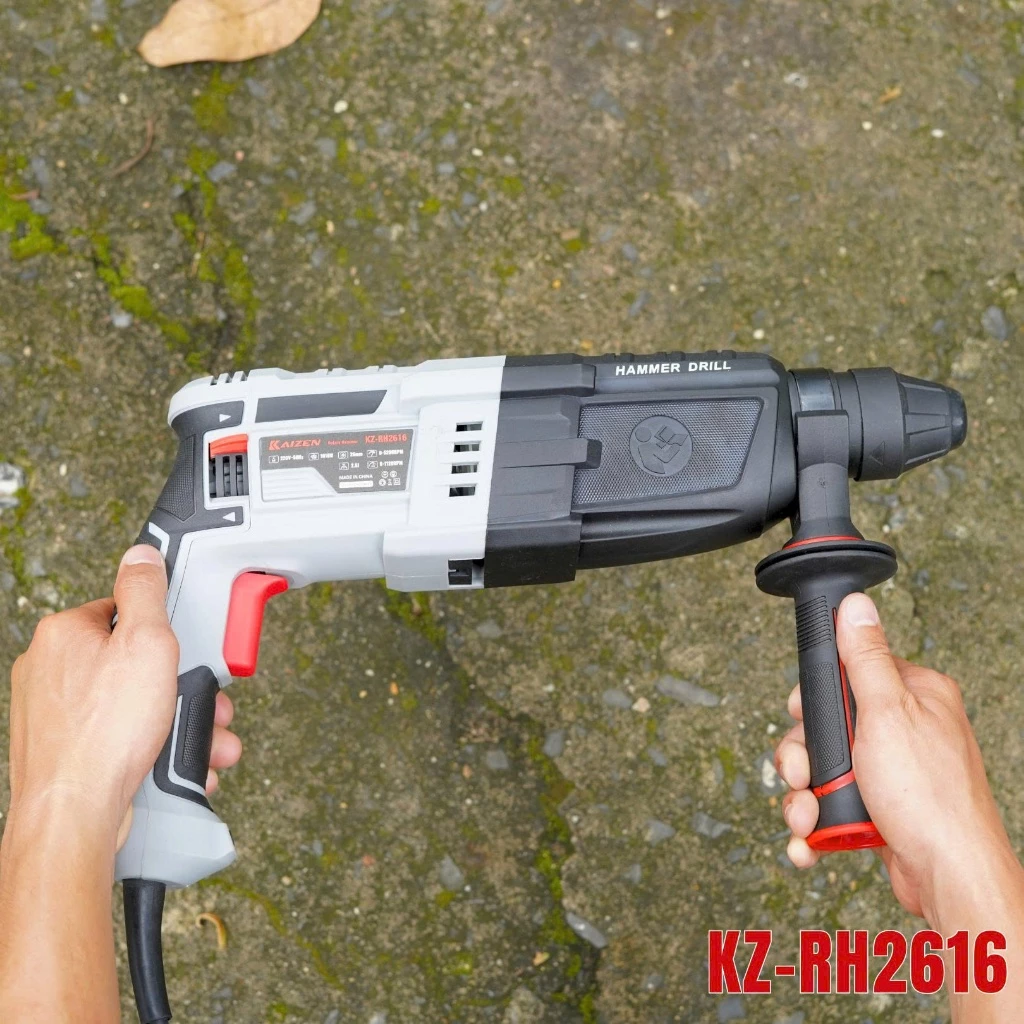 Máy Khoan Bê Tông 3 Chức Năng KAIZEN KZ-RH2616 1010W Khoan Đục 26MM Lực Đập 2.8J Có Đèn Led Chuyên Công Trình