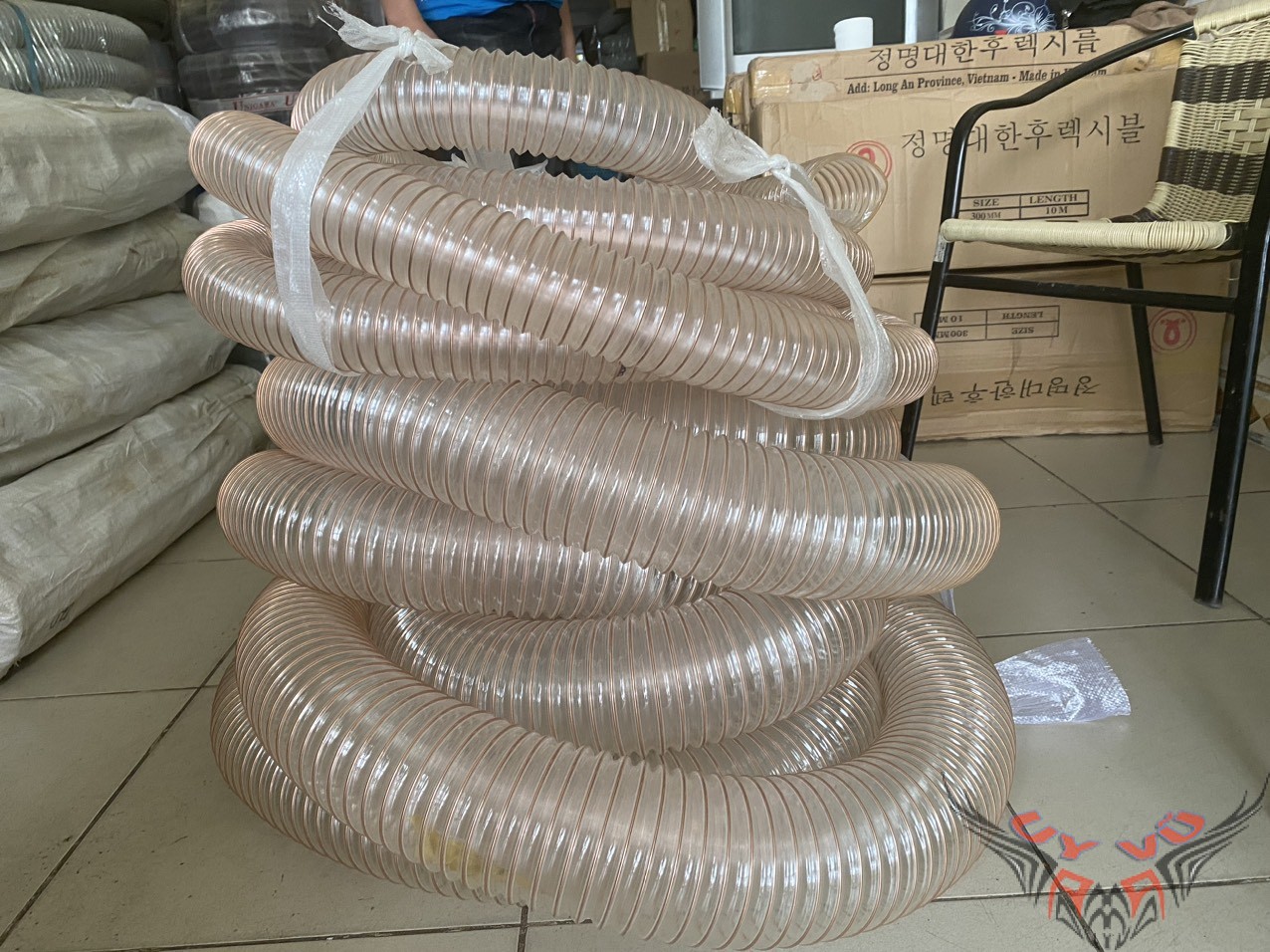 ỐNG HÚT BỤI PU LÕI THÉP MẠ ĐỒNG PHI 25 ĐẾN PHI 150