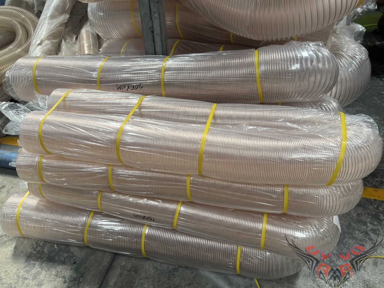 ỐNG HÚT BỤI PU LÕI THÉP MẠ ĐỒNG PHI 25 ĐẾN PHI 150