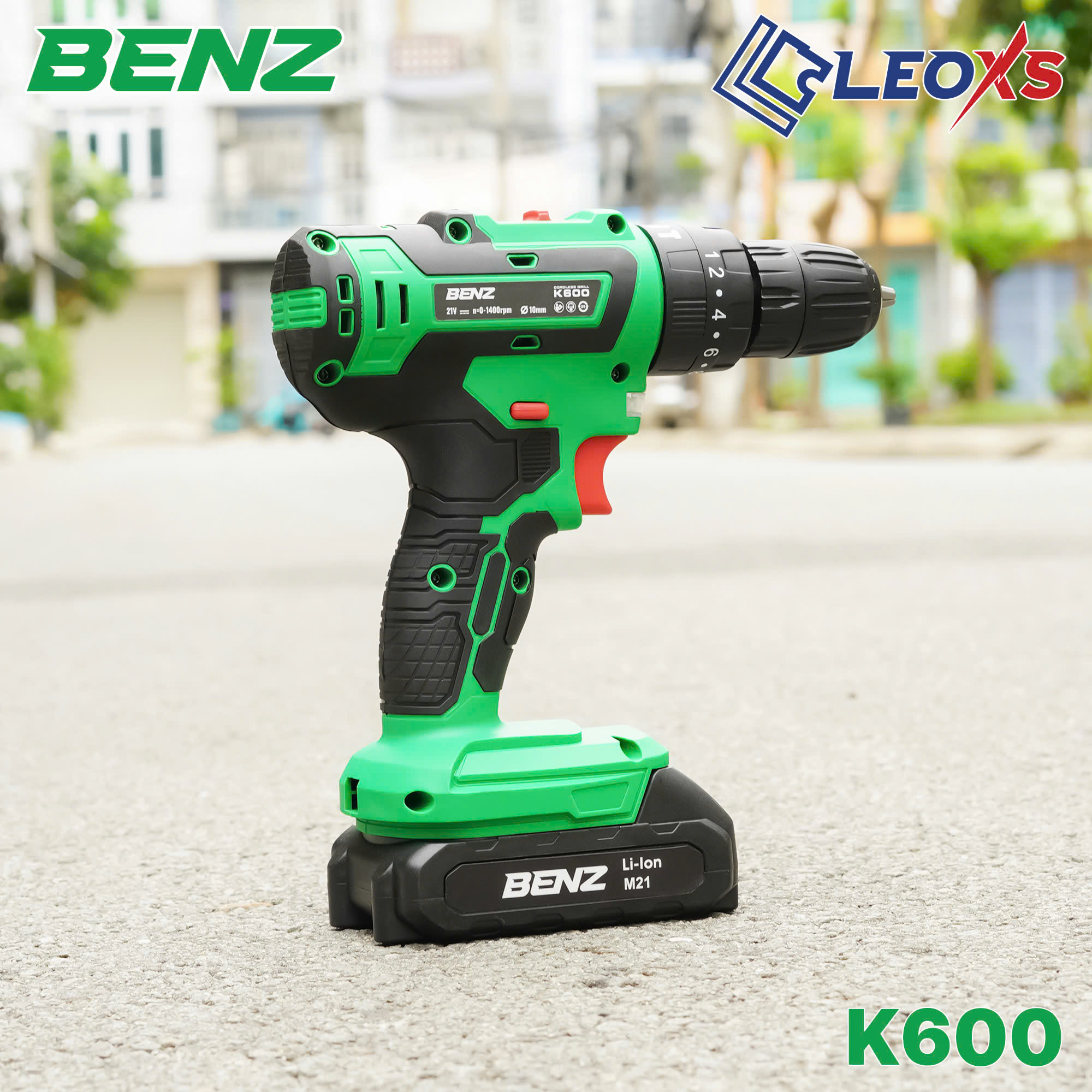Máy Khoan Pin 21V Benz K600 3 Chức Năng Khoan Búa Bắt Vít 2 Pin 5 Cell Khoan Tường Sắt Gỗ