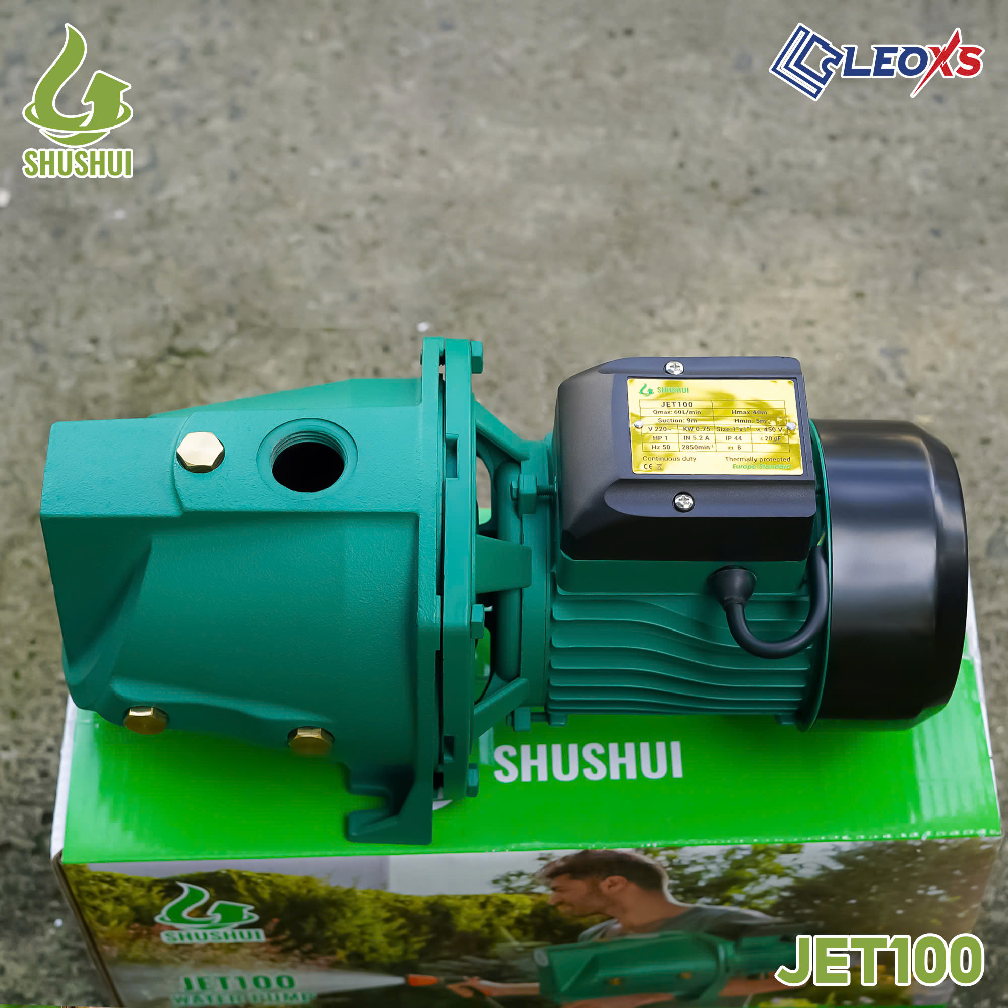 Điện Máy Minh Thành HD -  Máy Bơm Nước Jet100 750w - 220v Hút Sâu 9m Cột Áp 40m Hút Xả 34/34 Lưu Lượng 60 l/min Cánh PPO Cốt Inox304 Thương Hiệu SHUSHUI Dây Đồng Bảo Hành 12 Tháng