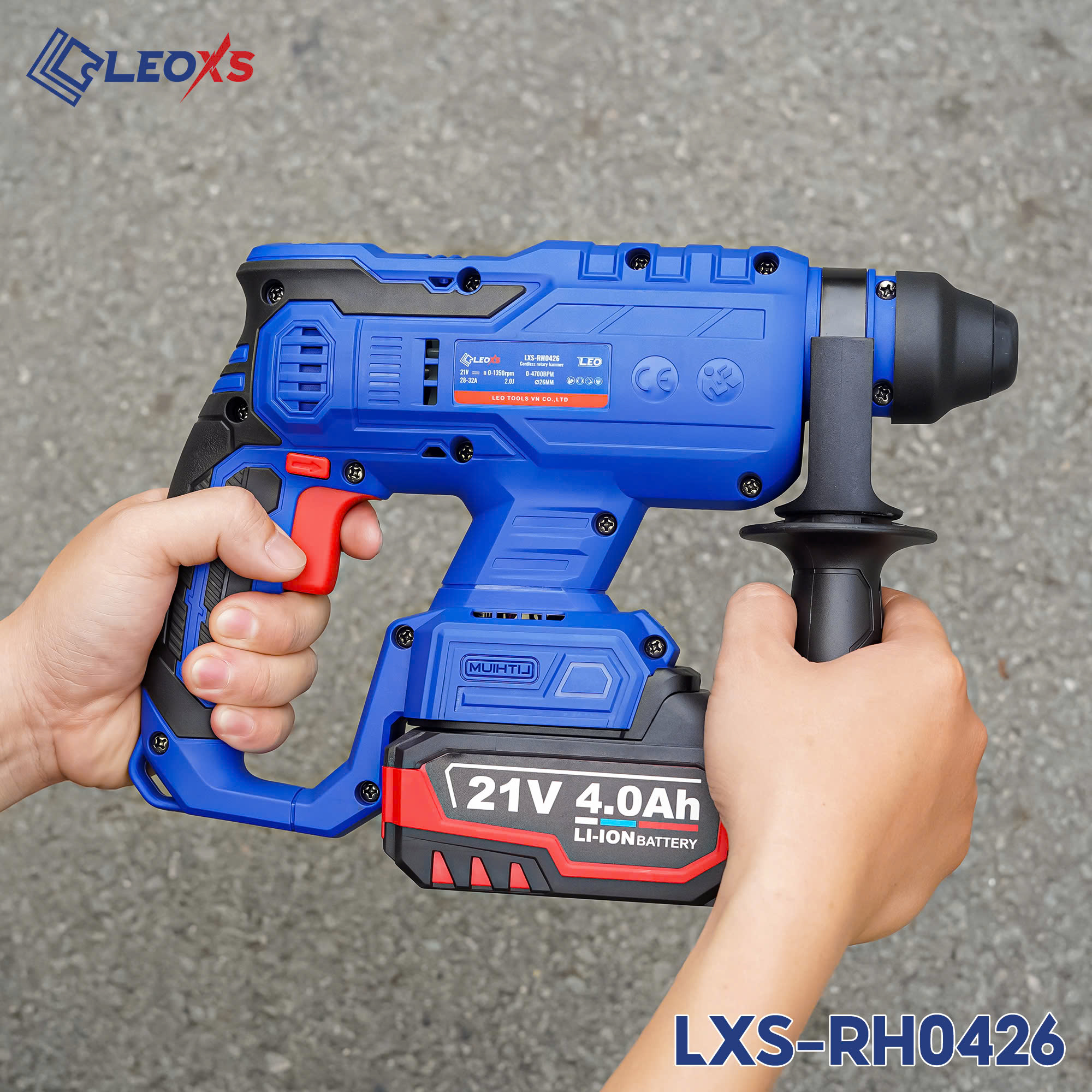 MÁY KHOAN ĐỤC BÊ TÔNG PIN LEOxs LXS-RH0426 CHUYÊN 4 CHỨC NĂNG MOTOR KHÔNG CHỔI THAN