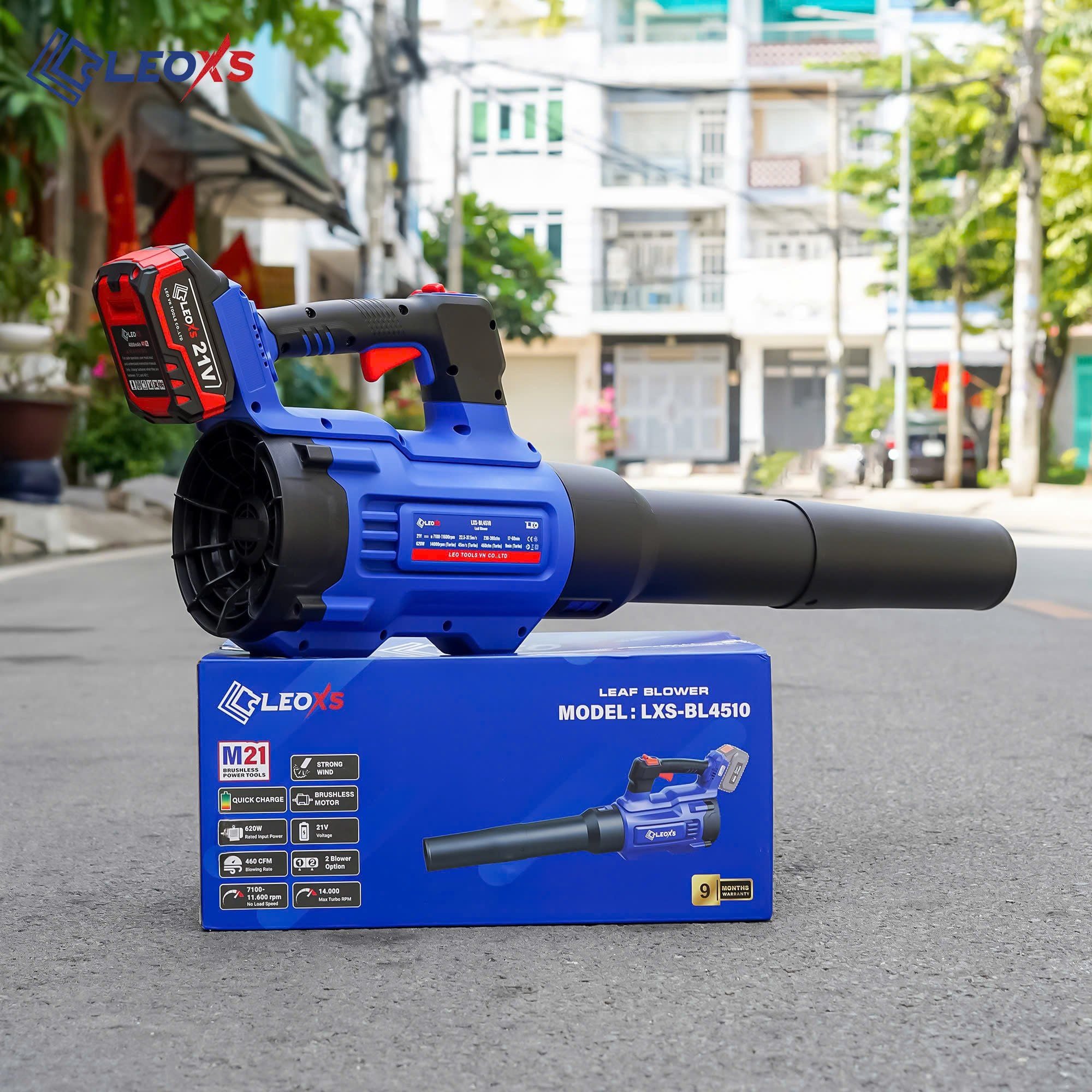 MÁY THỔI LÁ THỔI BỤI DÙNG PIN M21 LEOxs LXS-BL4510 MÔ TƠ KHÔNG CHỔI THAN CHÂN PIN PHỔ THÔNG