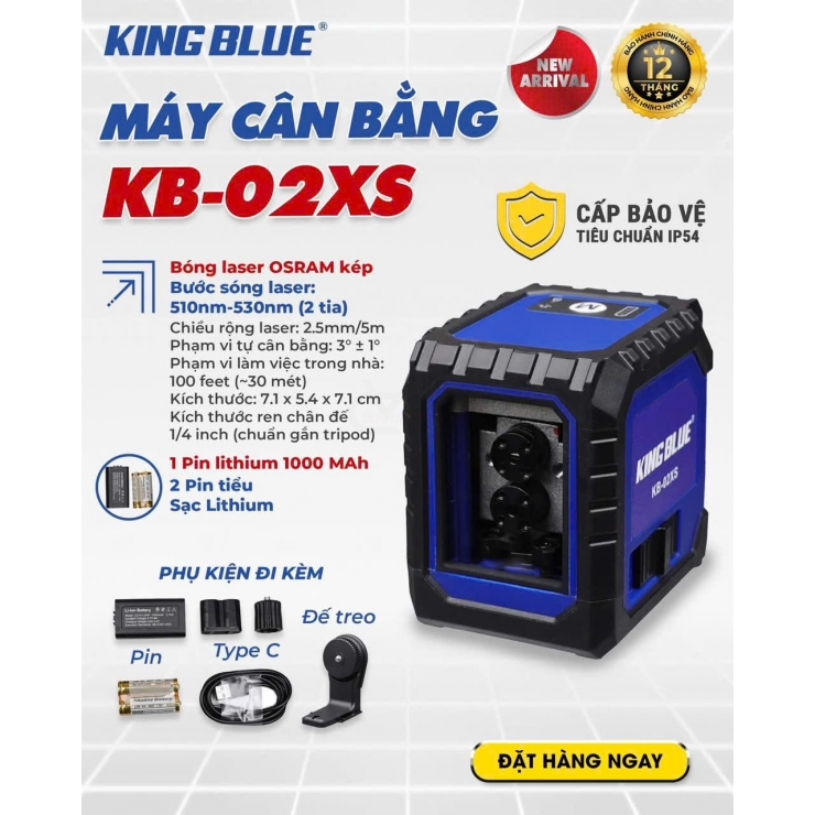 MÁY CÂN BẰNG 2 TIA XANH KING BLUE KB-02XS LASER OSRAM BÓNG KÉP