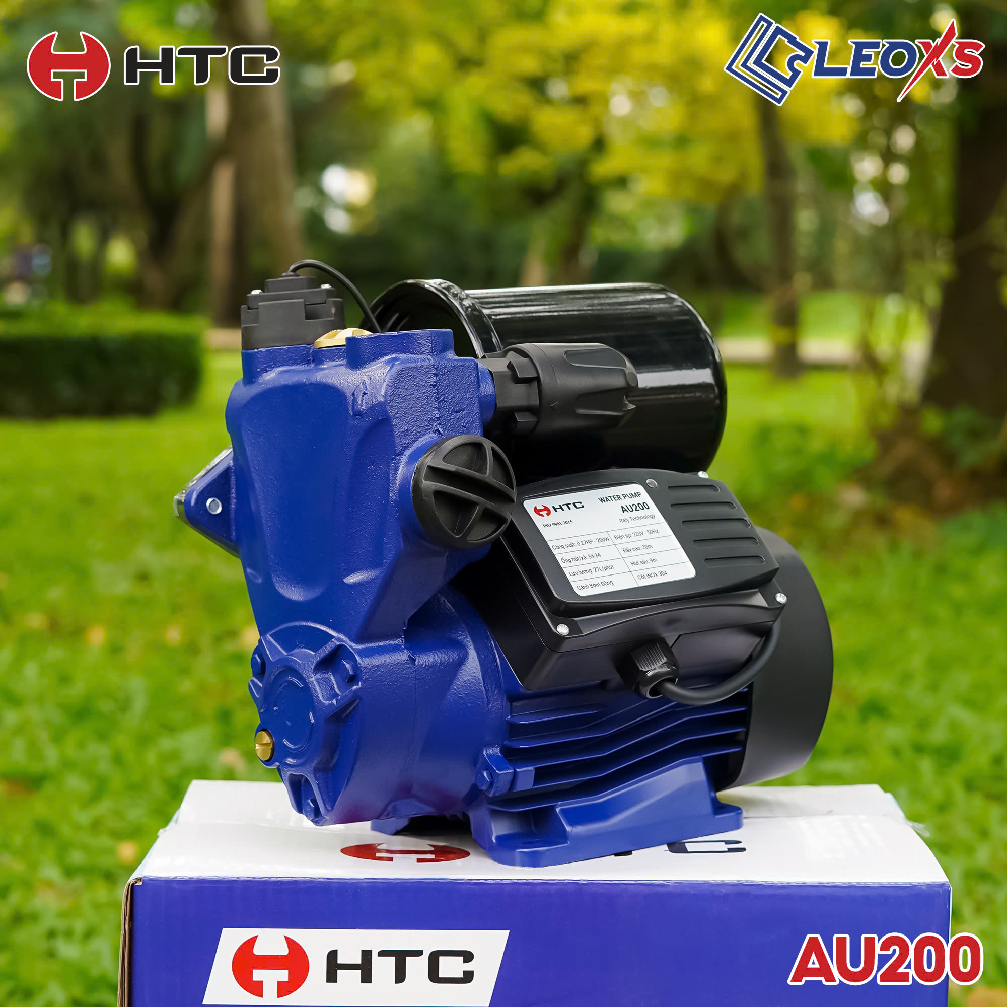 Điện Máy Minh Thành HD - Máy Bơm Tăng Áp 200w - 220v  Hút Sâu 8m Cột Áp 20m Hút Xả 34/34 Lưu Lượng 27 l/min Cánh Đồng Cốt Inox Thương Hiệu HTC Dây Đồng Bảo Hành 12 Tháng
