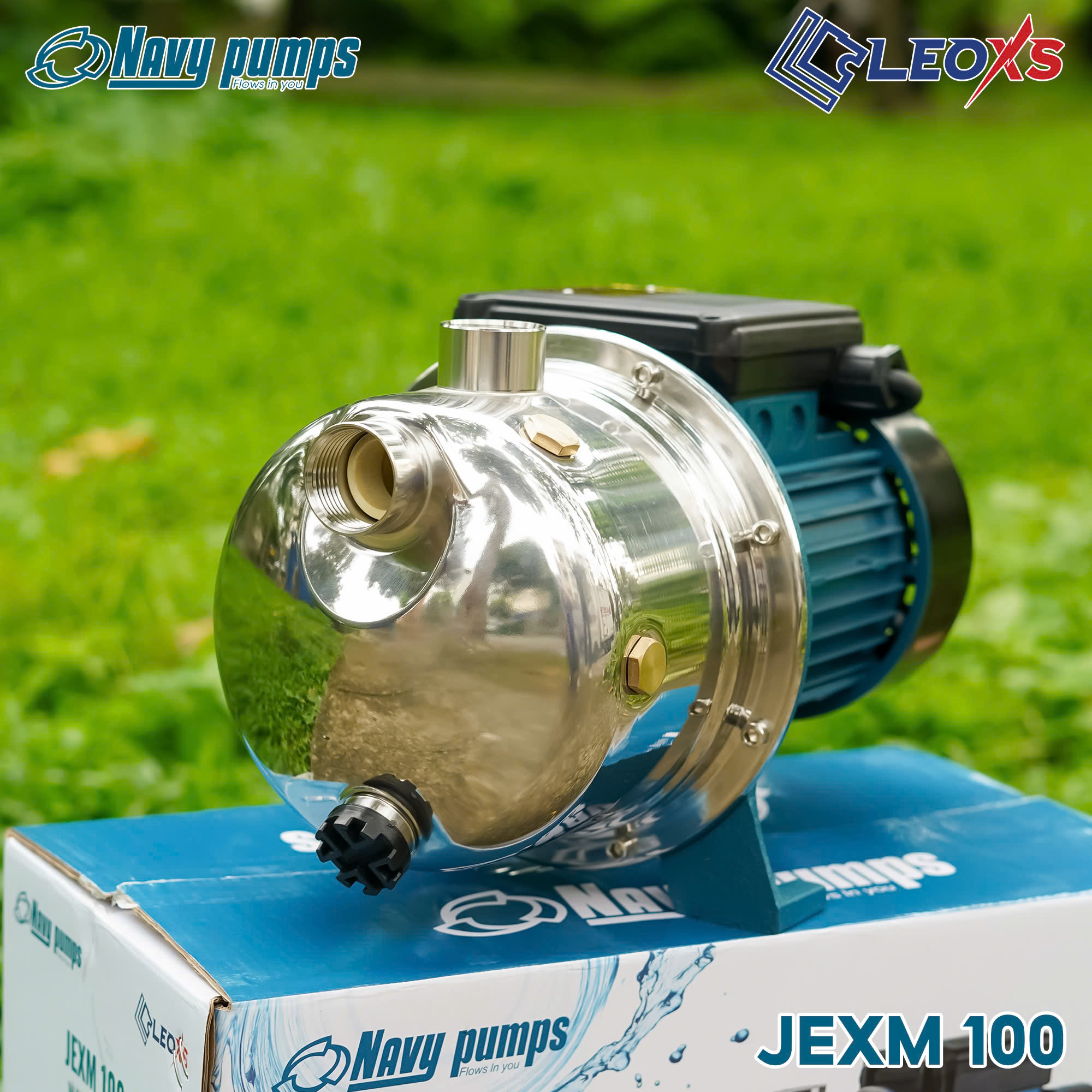 Điện Máy Minh Thành HD - Máy Bơm Nước JEXM100 750w - 220v  Hút Sâu 9m Cột Áp 35m Hút Xả 34/34 Lưu Lượng 70 l/min Cánh Inox Cốt Inox Thương Hiệu NAVY Dây Đồng Bảo Hành 12 Tháng