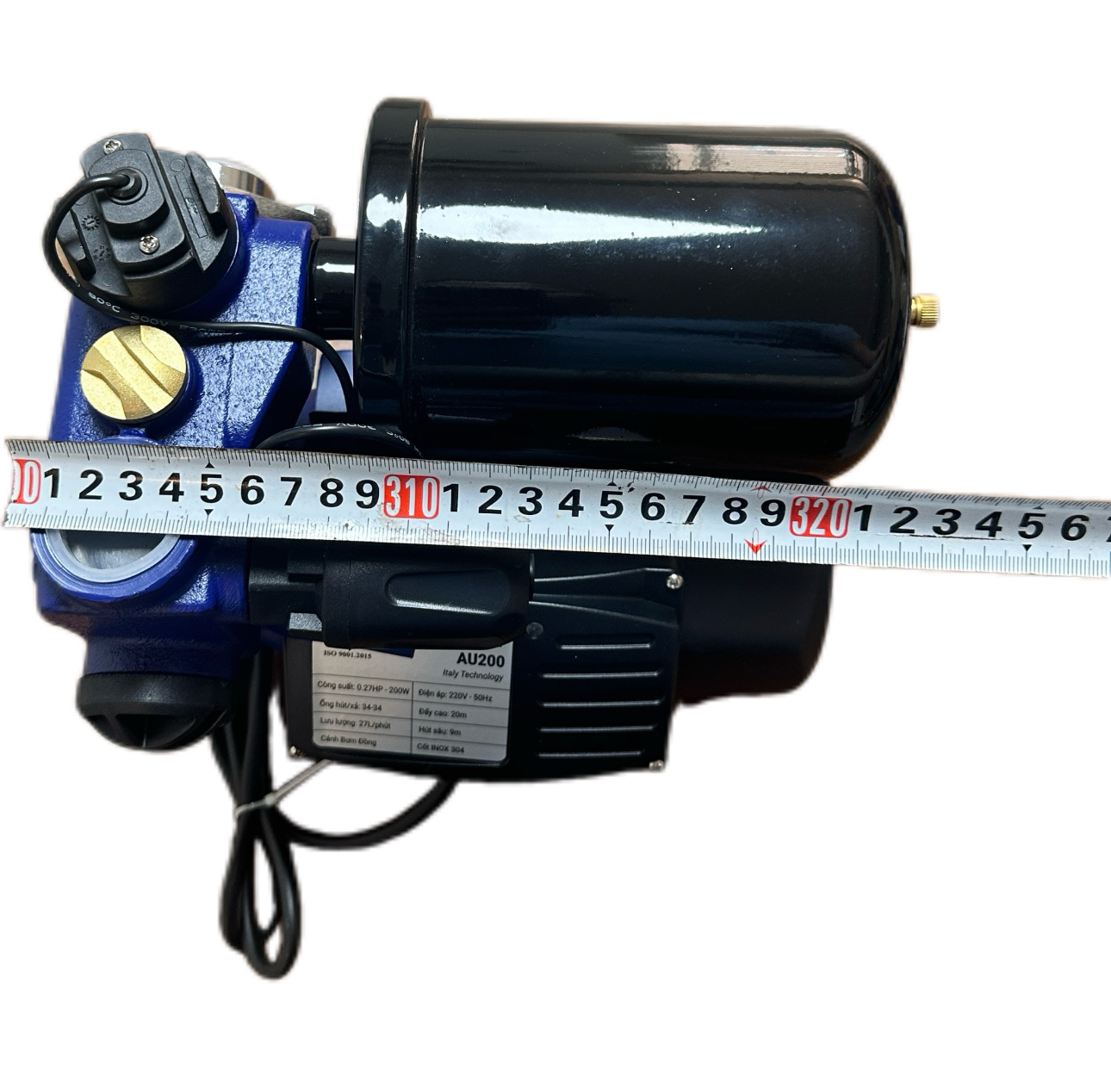 Điện Máy Minh Thành HD - Máy Bơm Tăng Áp 200w - 220v  Hút Sâu 8m Cột Áp 20m Hút Xả 34/34 Lưu Lượng 27 l/min Cánh Đồng Cốt Inox Thương Hiệu HTC Dây Đồng Bảo Hành 12 Tháng