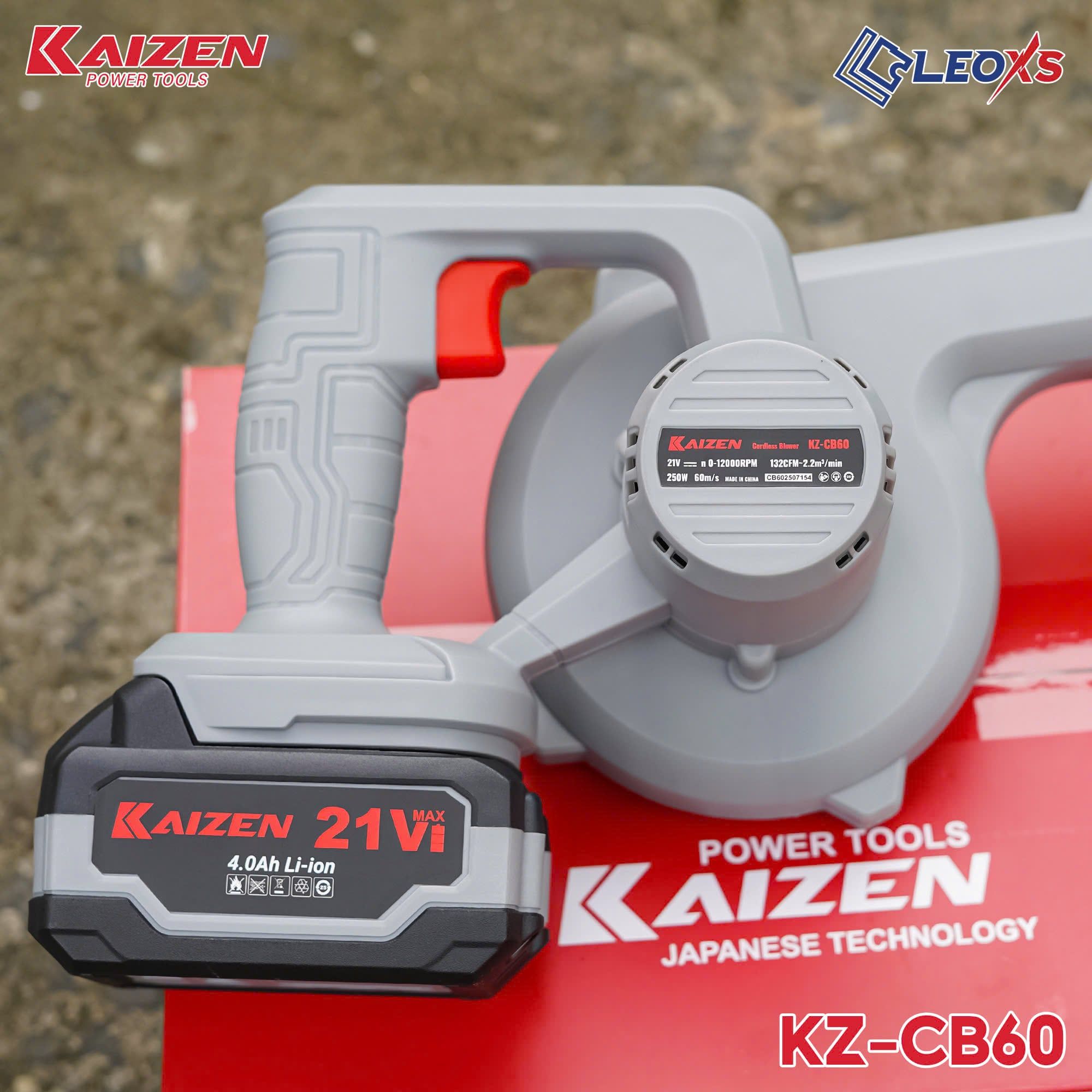 Máy Hút Thổi Bụi Pin Kaizen KZ-CB60 Chân Pin Phổ Thông Kèm 2 Pin 4.0Ah + Sạc Máy Thổi Lá Thổi Bụi Vệ Sinh Sân Nhà
