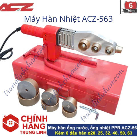 MÁY HÀN ỐNG NHIỆT PPR ACZ563 CAO CẤP 3 ĐẦU ỐC HÀN 1 ĐẦU HÀN THẲNG TỪ 20-63MM