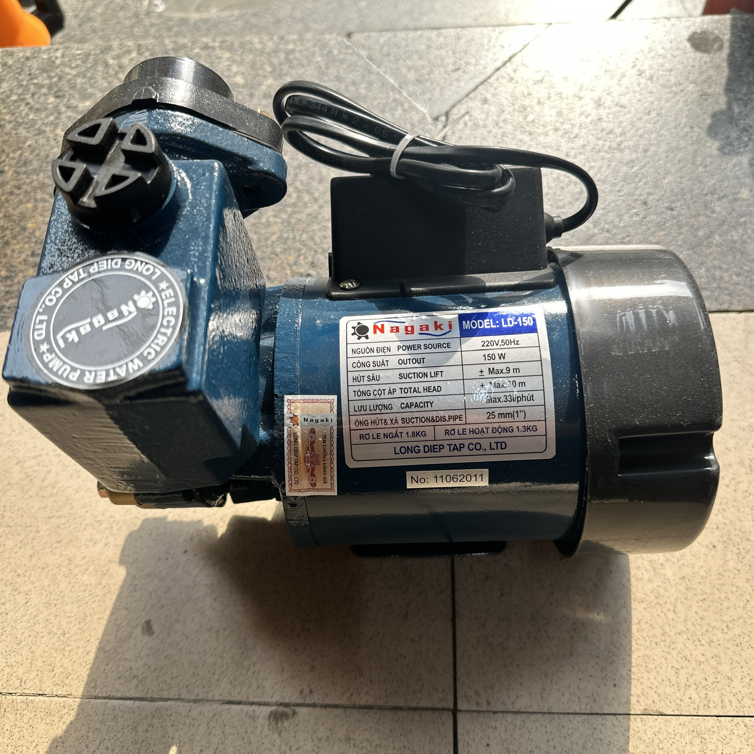 MÁY BƠM CHÂN KHÔNG ĐẨY CAO NAGKY LD-150 150W SỬ DỤNG BƠM NƯỚC LÊN CAO VÀ CẤP NƯỚC SINH HOẠT